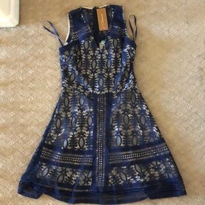 Francesca’s navy lace dress